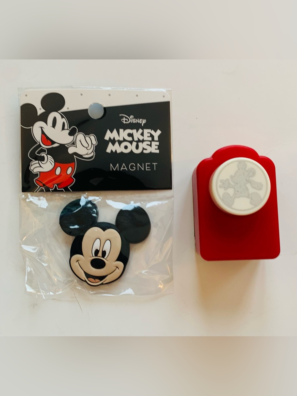 Disney Mickey Mouse Red White Paper Punch Cutter Mickey Mouse Magnet Lot